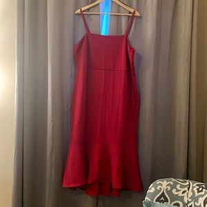 Jester Red Fitted Trumpet Dress; Size: 16